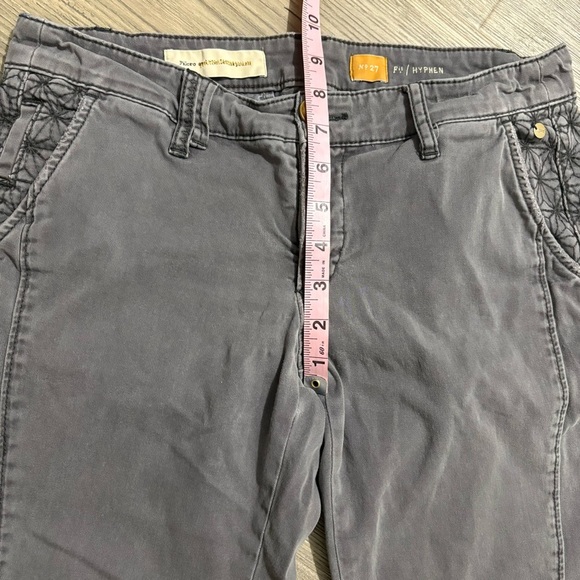 Anthropologie Pilcro Letterpress Hyphen Embroidered Gray Skinny Jeans Sz 27 - Picture 8 of 15